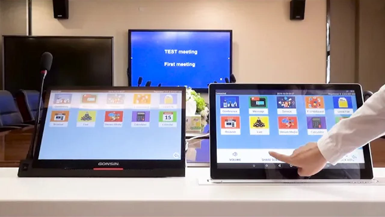 Gonsin Android Paperless Conference System LCD Lifter Demonstration